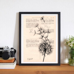 Tableau sur vieux livre - Dandelion