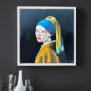 Tableau contemporain carré Jeune fille à la perle
