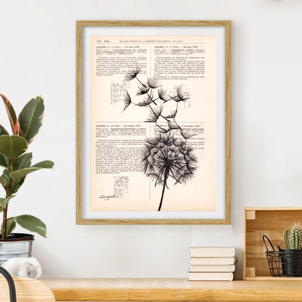 Tableau sur vieux livre - Dandelion