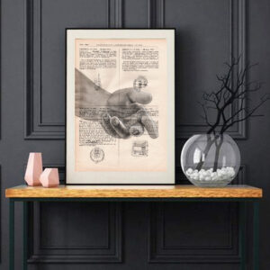 Tableau sur vieux livre "Donnes moi la main"