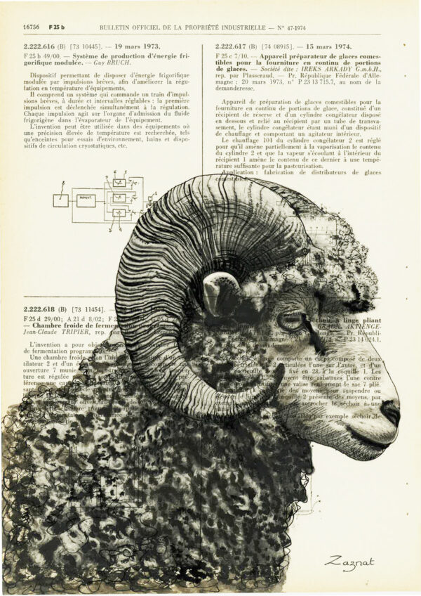 Tableau sur vieux livre - Mouflon