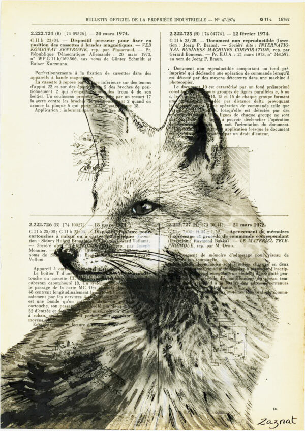 Tableau sur vieux livre - Renardeau