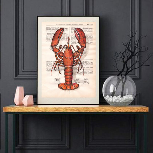 Tableau sur page de livre - Homard