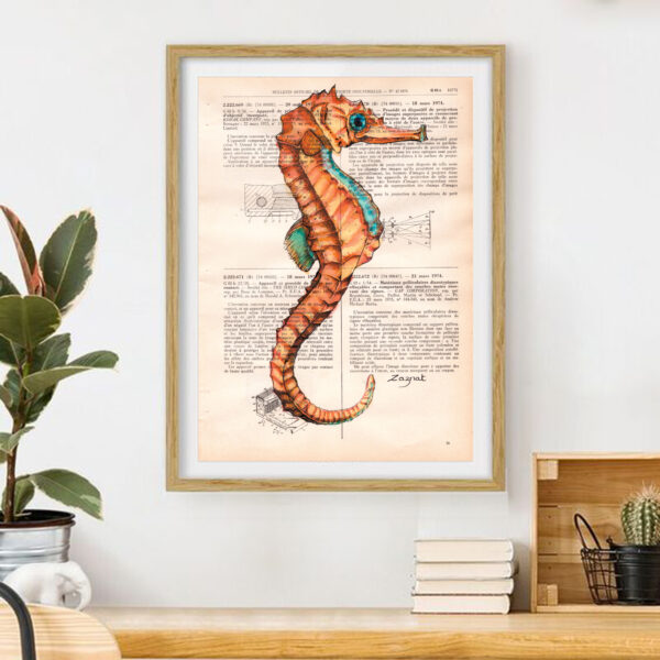 cadre_hyppocampe Tableau sur page de livre - Hyppocampe