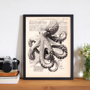 cadre_pieuvre Tableau sur page de livre - Pieuvre