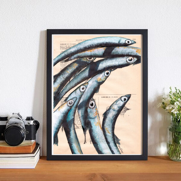 Tableau sur page de livre - Sardines