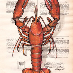 homard Tableau sur page de livre - Homard