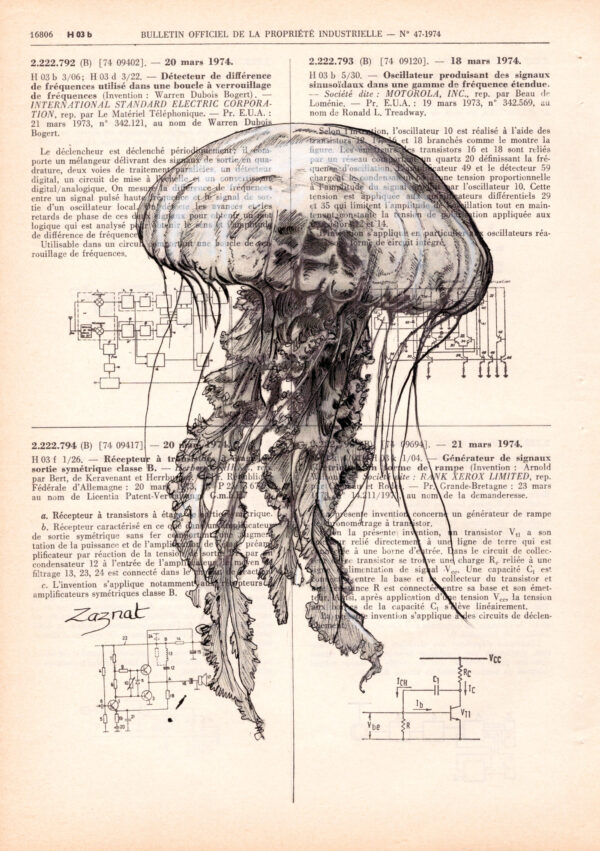 Tableau sur page de livre - Meduse