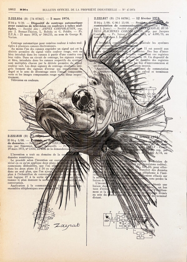 poisson Tableau sur page de livre - Poisson